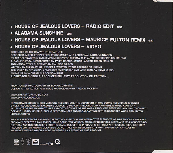 Rapture - House Of Jealous Lovers - Used CD image 3