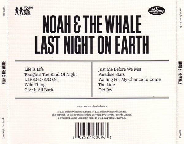 Noah And The Whale - Last Night On Earth - Used CD image 2