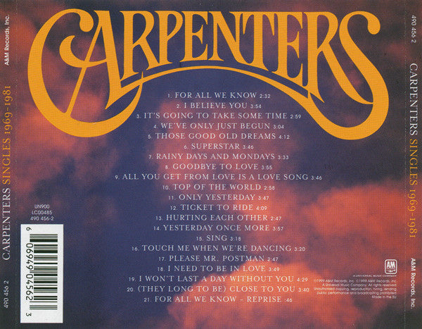 Carpenters - Singles 1969-1981 - CD image 2