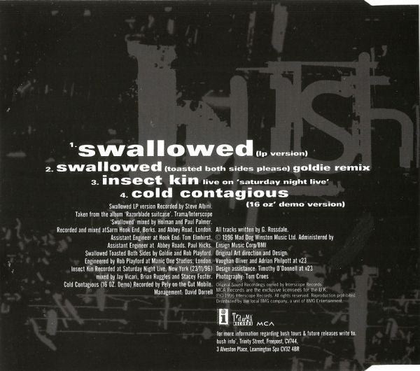 Bush - Swallowed - Used CD image 3