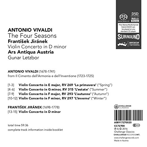 A. VIVALDI - Four Seasons / Violin Concerto In D Minor / Gunar Letzbor - image 2