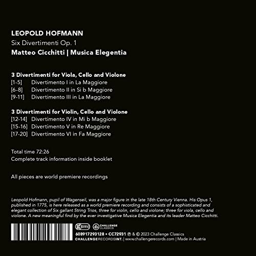 Leopold Hoffmann: Six Divertimenti Op.1 - CD image 2