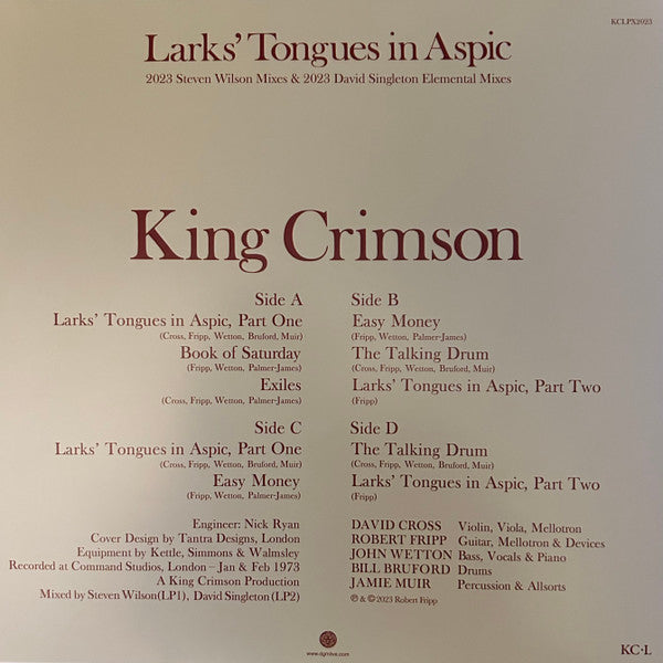 KING CRIMSON - Larks Tongues In Aspic (2023 Steven Wilson Mixes & 2023 image 2
