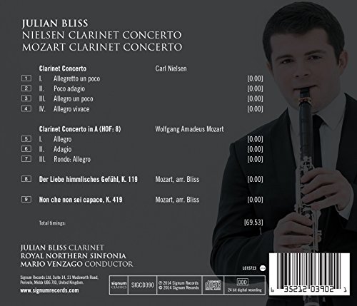 JULIAN BLISS - MOZART, NIELSEN: CLARINET CONCERTOS - CD ALBUM image 2