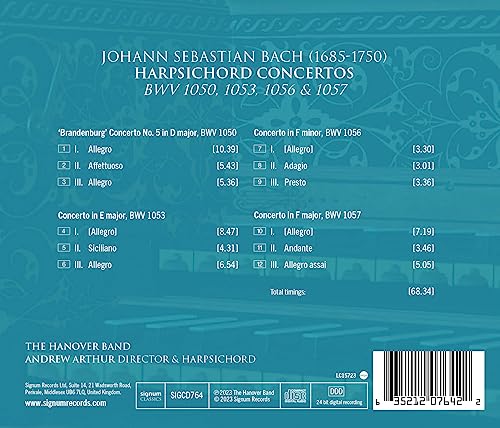 HANOVER BAND - JOHANN SEBASTIAN BACH: HARPSICHORD CONCERTOS, - CD ALBU image 2