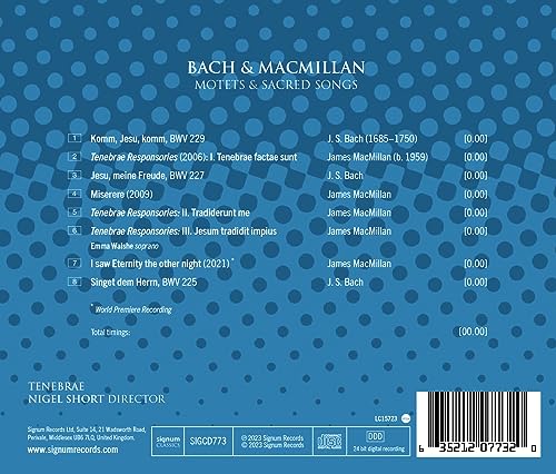 TENEBRAE - BACH & MACMILLAN: MOTETS & SACRED SONGS - CD ALBUM image 2