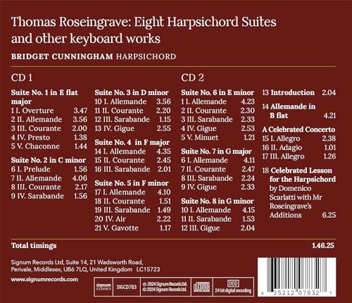 Bridget Cunningham - Thomas Roseingrave: Eight Harpsichord Suites and image 2