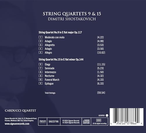 CARDUCCI QUARTET - SHOSTAKOVICH STRING QUARTETS NOS. 9 & 15 - CD image 2