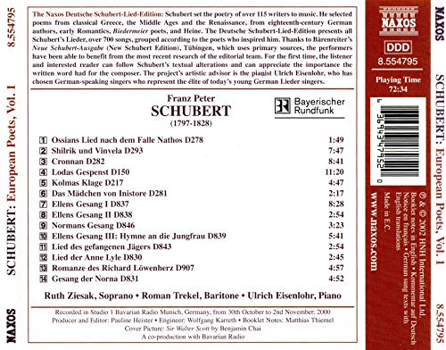 ZIESAK:TREKEL:EISENL - SCHUBERT: EUROPEAN POETS VOL 1 - CD image 2