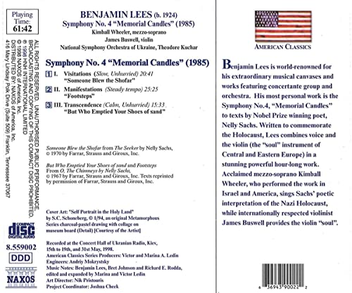 Benjamin Lees - Symphony No. 4 Memorial Candles - CD image 2