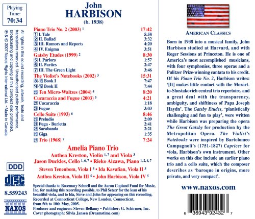 AMELIA TRIO - HARBISON: CHAMBER WORKS - CD image 2