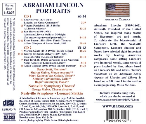 NASHVILLE SO:SLATKIN - ABRAHAM LINCOLN PORTRAITS - CD image 2
