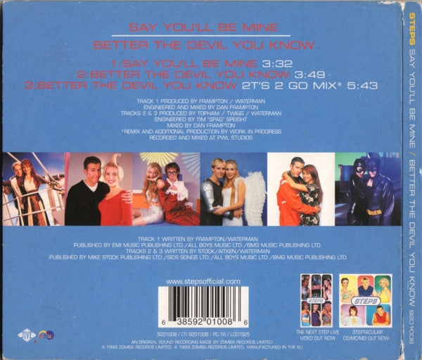 Steps - Say You'll Be Mine / Better The Devil You Know - Used CD image 2