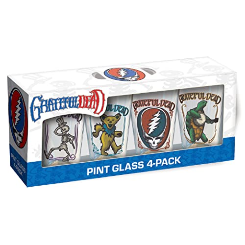 GRATEFUL DEAD - Retro Pint Glasses 4 Pack 16 Oz (Terrapin. Stealie. Be image 1