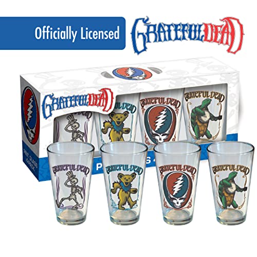 GRATEFUL DEAD - Retro Pint Glasses 4 Pack 16 Oz (Terrapin. Stealie. Be image 6