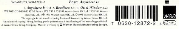 Enya - Anywhere Is - Used CD image 3