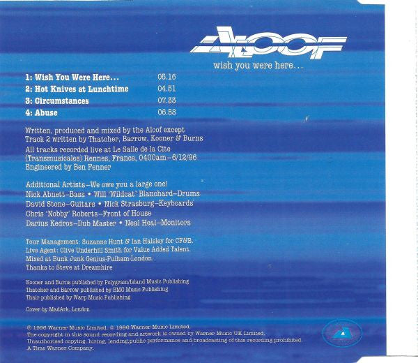 Aloof - Wish You Were Here... - Used CD image 4