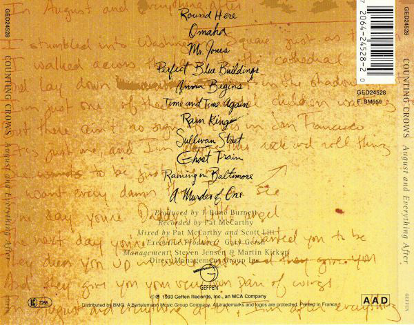 Counting Crows - August And Everything After - Used CD image 2