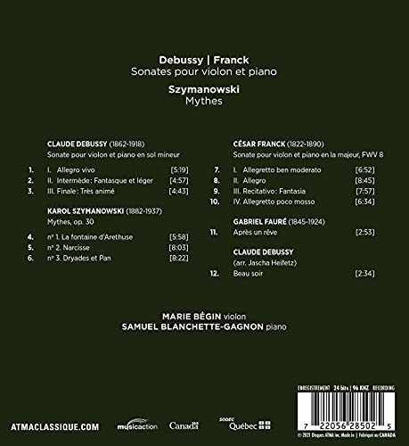 Debussy/ Franck/ Szymanowski - CD image 2