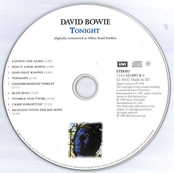 David Bowie - Tonight - Used CD image 3