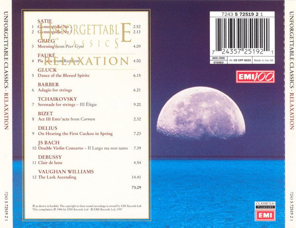 Various - Unforgettable Classics: Relaxation - Used CD image 2