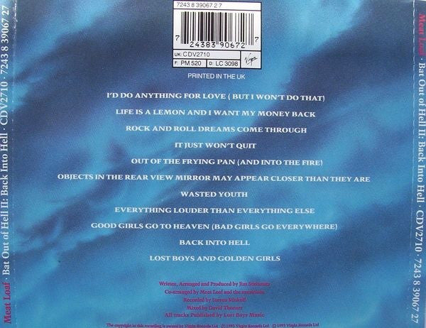 Meat Loaf - Bat Out Of Hell II: Back Into Hell - Used CD image 2