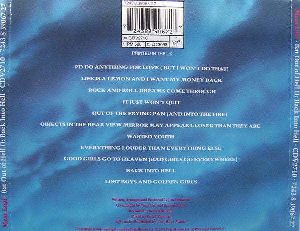 Meat Loaf - Bat Out Of Hell II: Back Into Hell - Used CD image 8