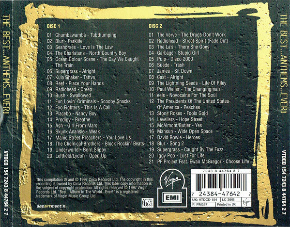 Various - Best...Anthems...Ever! - Used CD image 2