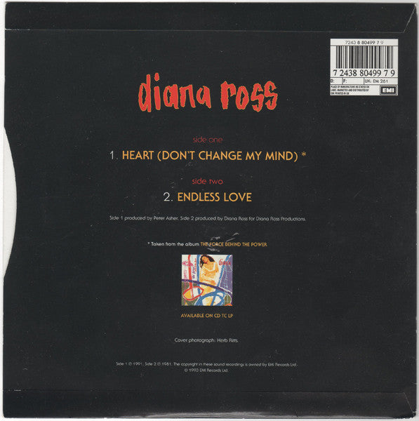 Diana Ross - Heart (Don't Change My Mind) - Used Vinyl Record 7" image 2