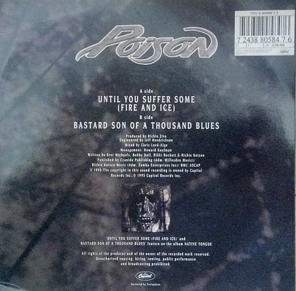 Poison - Until You Suffer Some (Fire And Ice) - Used Vinyl Record 7" image 3