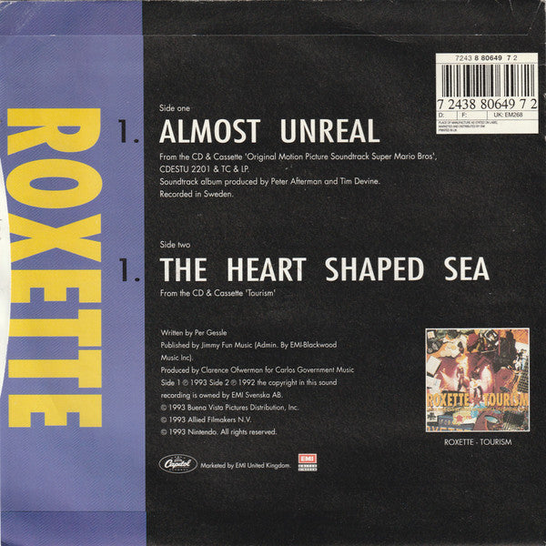 Roxette - Almost Unreal - Used Vinyl Record 7" image 2