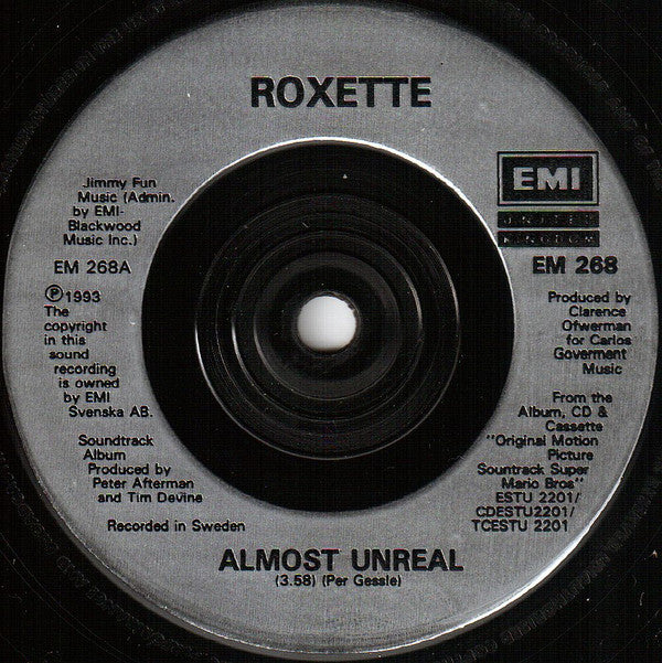 Roxette - Almost Unreal - Used Vinyl Record 7" image 3
