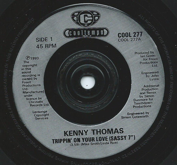 Kenny Thomas - Trippin' On Your Love - Used Vinyl Record 7" image 3