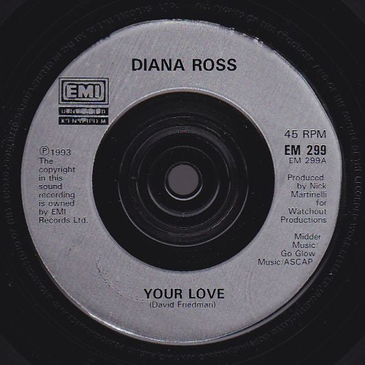 Diana Ross - Your Love - Used Vinyl Record 7" image 3