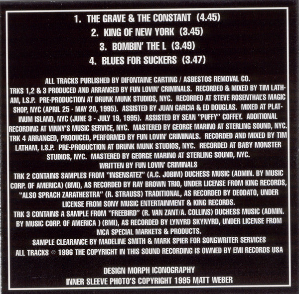 Fun Lovin' Criminals - Grave And The Constant EP - Used CD image 3