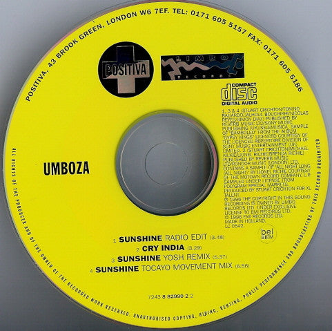 Umboza - Sunshine - Used CD image 6