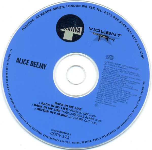 Alice Deejay - Back In My Life - Used CD image 3