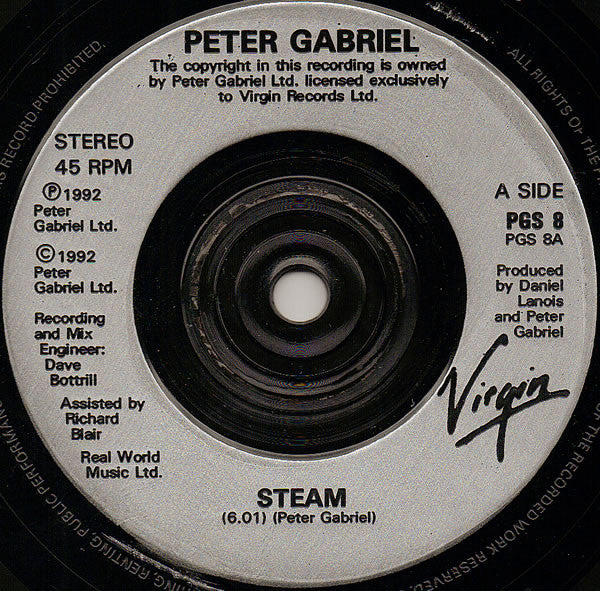Peter Gabriel - Steam - Used Vinyl Record 7" image 3