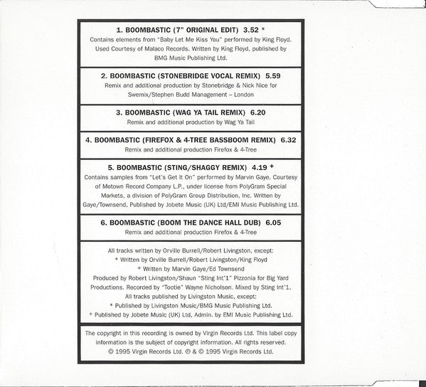 Shaggy - Boombastic (Remix Versions) - Used CD image 7