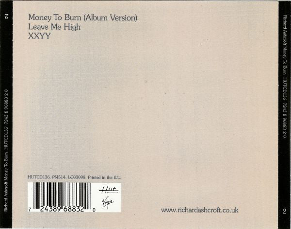 Richard Ashcroft - Money To Burn - Used CD image 7