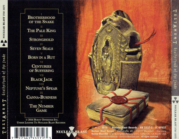 Testament - Brotherhood Of The Snake - CD image 1