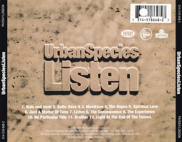 Urban Species - Listen - CD image 2