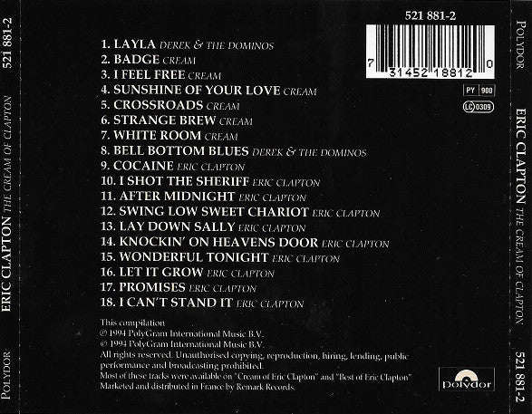 Eric Clapton - Cream Of Clapton - CD image 2