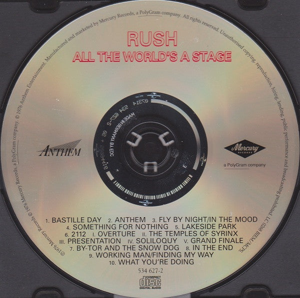 Rush - All The World's A Stage - CD image 4