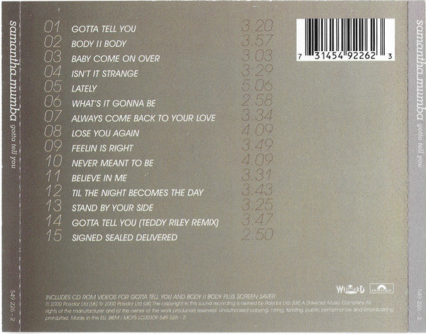 Samantha Mumba - Gotta Tell You - Used CD image 7