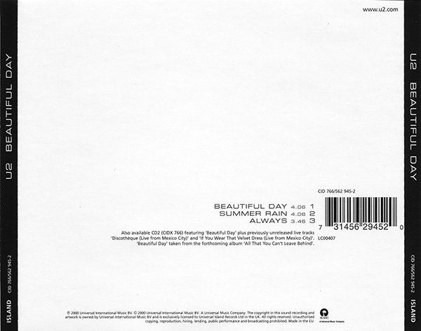 U2 - Beautiful Day - Used CD image 2