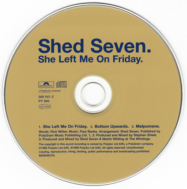 Shed Seven - She Left Me On Friday - Used CD image 9