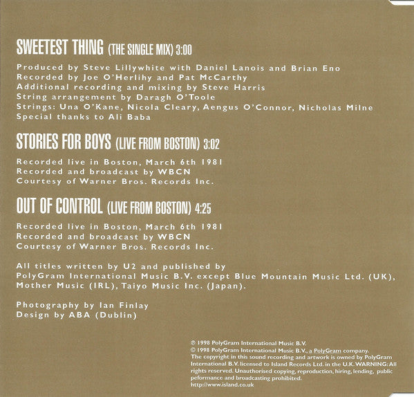 U2 - Sweetest Thing - Used CD image 4