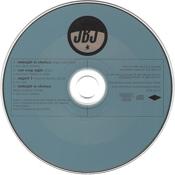 Jon Bon Jovi - Midnight In Chelsea - Used CD image 3
