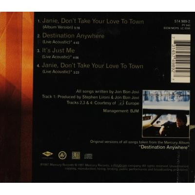 Jon Bon Jovi - Janie, Don't Take Your Love To Town - Used CD image 8